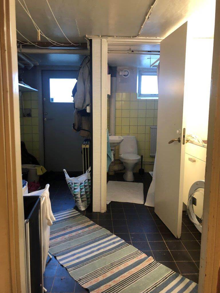 M5 Bygg badrumsrenovering källarbadrum Enskede - före renovering